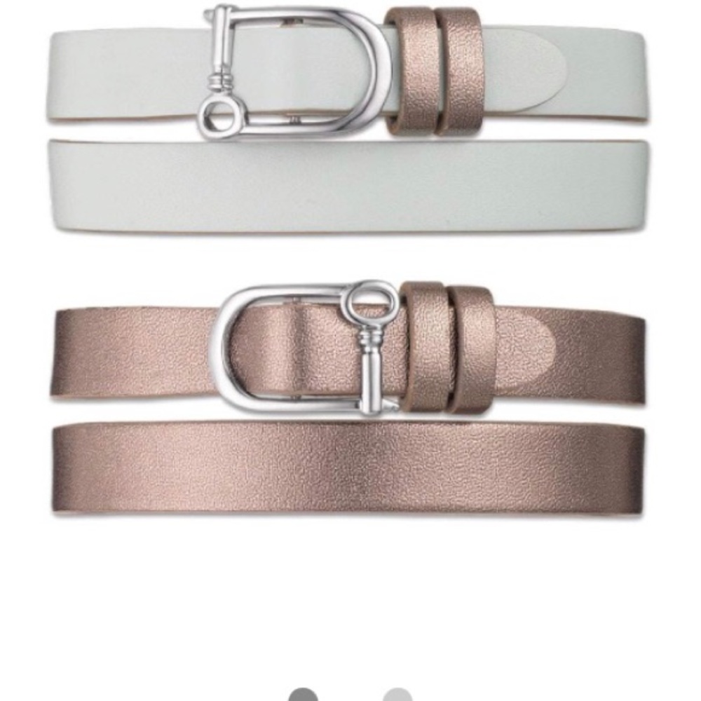Double leather band mint/steel grey reversible